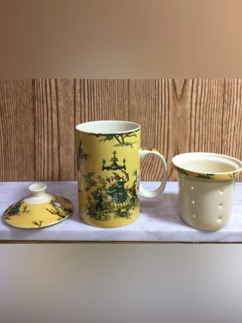 Vintage World Market Oriental Tea Cup With Infuser Insert